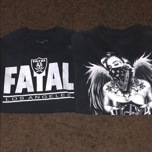 2 Large FATAL Raiders T-shirts lot
